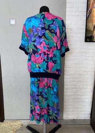 Вінтажна сукня у квітковий принт плаття міді великого розміру батал вінтаж st.michael, xxxl 56-58р2 фото