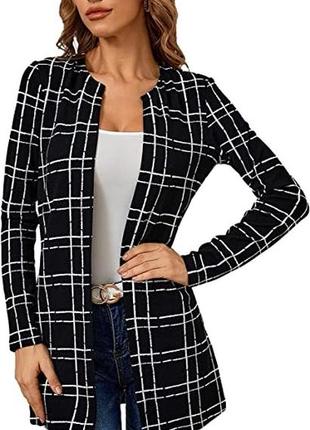 Чорний блейзер жакет без ґудзиків в клітинку shein 🛍️1+1=3🛍️