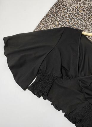 Блуза женская кроптоп короткая черная с широкими рукавами от бренда shein m l3 фото