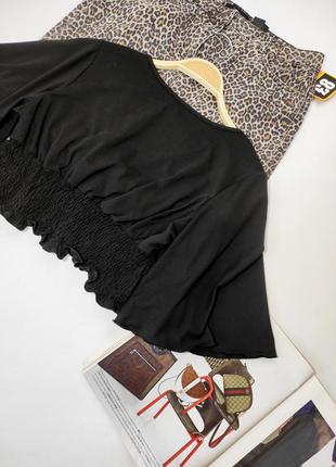 Блуза женская кроптоп короткая черная с широкими рукавами от бренда shein m l5 фото