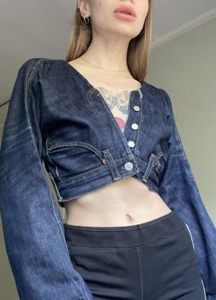 Джинсовка levi's кофта из джинсов upcycle кастом джинсы