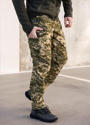 Бавовняні брюки кольору хакі з принтом у стилі мілітарі2 фото