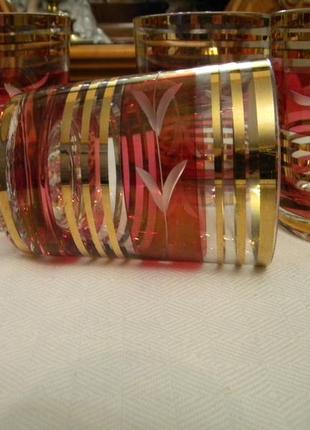 Набор для виски графин стаканы 4 шт цветное богемия стекло чехословакия №ст655 фото