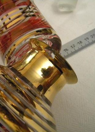 Набор для виски графин стаканы 4 шт цветное богемия стекло чехословакия №ст659 фото