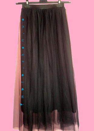 Длинная клешная фатиновая юбка лолита черная японская тюль праздничная выпускная выпускной3 фото