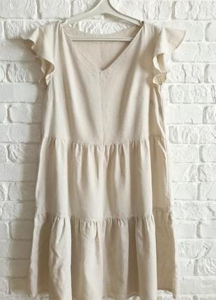 Сукня з льону, ніжно бежева, розмір s1 фото
