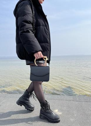 👜стильная классическая черная женская мини сумочка на магните