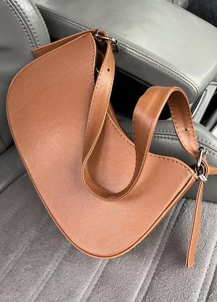 👜стильна класична  коричнева жіноча сумочка маленького розміру на блискавці
