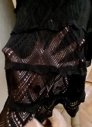 Длинная ажурная черная юбка, р 46-50