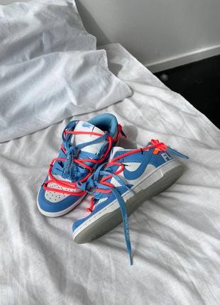 Кроссовки nike sb dunk low x off white blue / orange laces