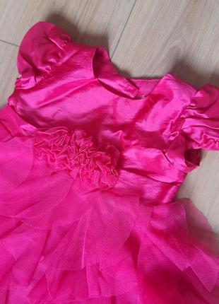 Плаття малинів мережив яскраве вбрання bambini 3-6 міс рожевий фатин сарафан візерунок ошатне літо фотосес дитяче пізденце2 фото