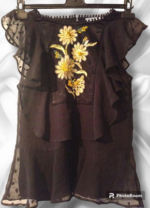 Жіноча блуза майка топ футболка фактурна тканина красива модна літня вишиванка короткий рукав базова повсякденна нарядна  стильна тренд недорога1 фото