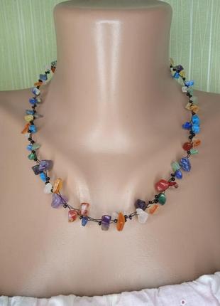Колье бусы из натуральных камней бижутерия