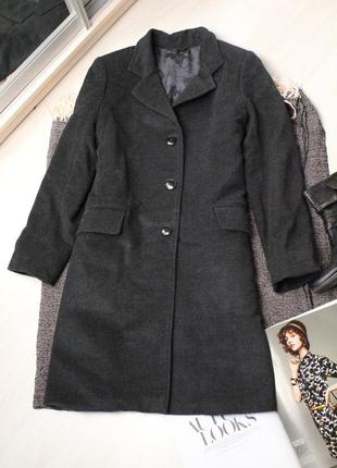 Серое классическое пальто размер м 38 винтажное пальто