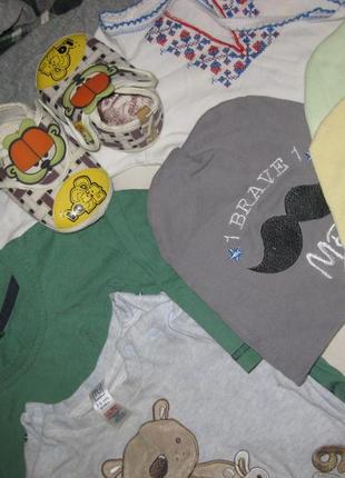 Детские вещи б/у пакет на мальчика 6- 12- 18- 24 месяцев км1664 шапочки вышиванка рубашки футболки7 фото
