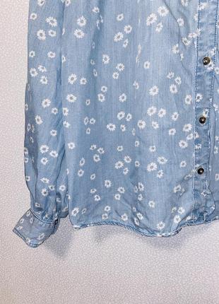 Сорочка джинсова в квітку5 фото