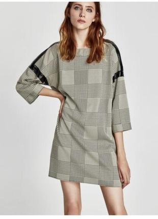 Zara сукня футляр міні плаття коротка стильна в клітинку