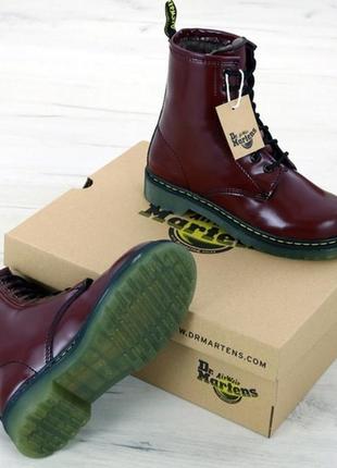 Кожаные бордовые женские ❄️зимние❄️ботинки dr martens bordo мех. сапоги, зима.6 фото