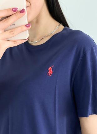 Базовая синяя футболка ralph lauren с лого на груди  ⁇  custom fit3 фото