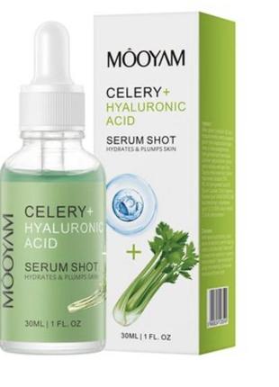 Увлажняющая сыворотка от высыпаний mooyam cеlery+hyaluronic acid serum shot, 30 ml1 фото