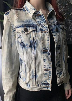 Крутая джинсовая куртка, джинсовка с эффектом тай-дай, деним amisu3 фото