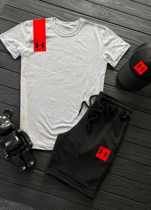 Мужской спортивный костюм (футболка + шорты + кепка) under armour4 фото