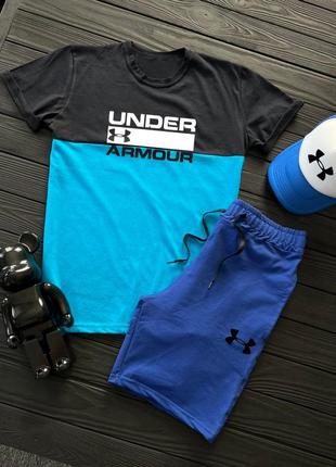 Мужской спортивный костюм (футболка + шорты + кепка) under armour5 фото