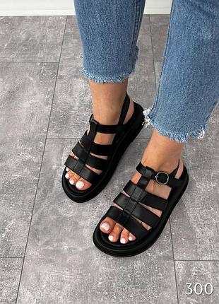 Босоніжки lolire, чорні, натуральна шкіра