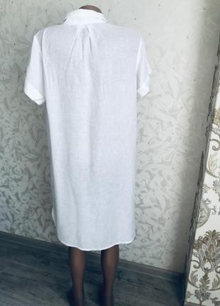 Туника льняная со льном рубашка трендовая модная белая accessise пляжная стильная5 фото