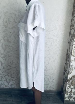 Туника льняная со льном рубашка трендовая модная белая accessise пляжная стильная8 фото