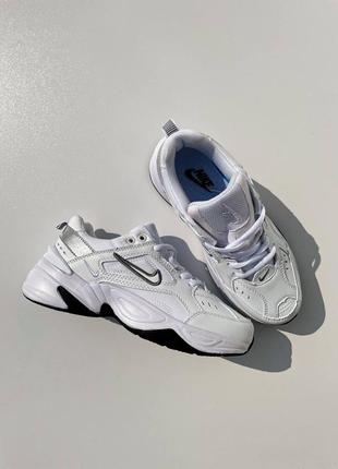 Кроссовки женские белые с черным nike m2k tekno cool white black / кроссовки жеncкие бельлые с броним найк/найки текино