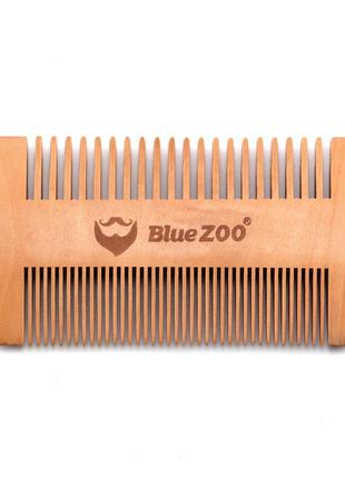 Двусторонний гребень для бороды и волос blue zoo груша коричневый1 фото
