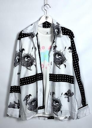 Рубашка с принтом птиц гнезда хендмейд