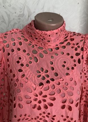 Трендовое модное сукня  инстаграмное шикарное платье платье h&amp;m коралловое прошва ришелье.8 фото