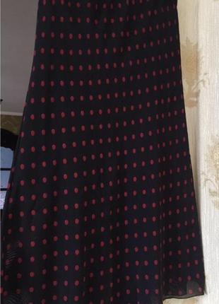 Шифоновая юбка миди в бельевом стиле в горошек