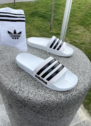 Тапки від adidas (white & black)7 фото