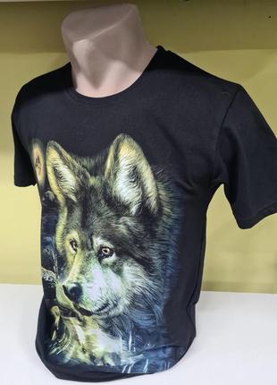 Футболка мужская с волком, чёрная футболка мужская женская унисекс, футболка волк , футболка с животными4 фото