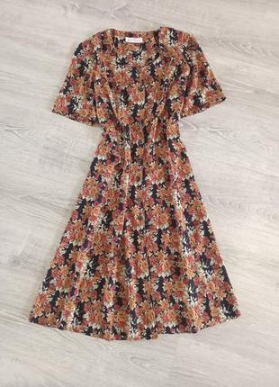 Невероятное винтажное цветочное платье миди1 фото