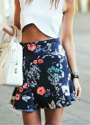 Юбка неопрен с воланом zara