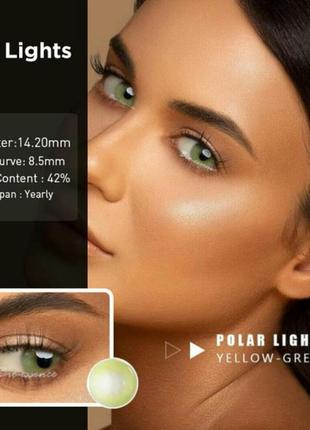Цветные контактные линзы для глаз натуральные зеленые желтые без диоптрий + контейнер7 фото