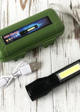 Ліхтар ручний акумуляторний світлодіодний bailong bl-511 cob usb micro charg