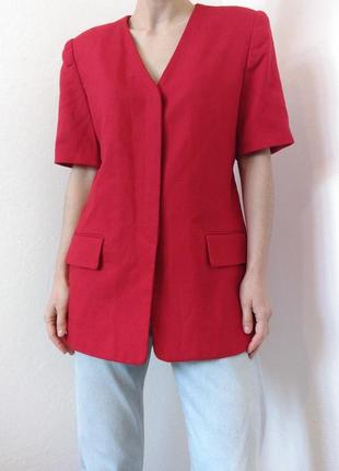 Винтажный жакет короткий рукав пиджак винтаж красный блейзер винтажный пиджак вискоза жакет винтаж