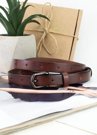 Ремень женский узкий кожаный с дырочками sf-1545
