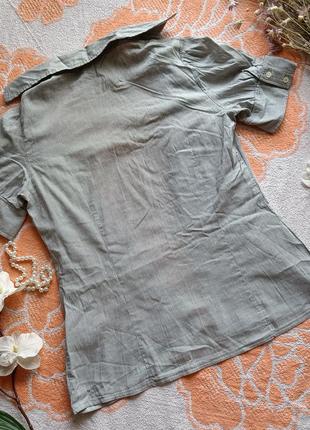 Блузка женская рубашка хлопковая коттон сорочка футболка майка серая в мелкую полоску р м3 фото
