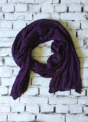 Длинный шарф фиолетовый вязаный шарфик2 фото