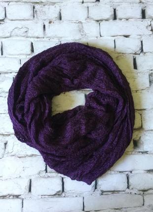 Длинный шарф фиолетовый вязаный шарфик3 фото