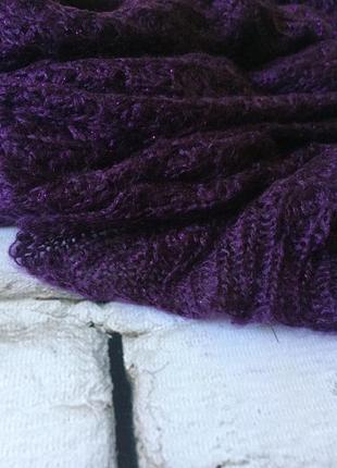 Длинный шарф фиолетовый вязаный шарфик4 фото