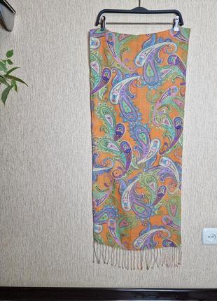 Яркий шарф codello, натуральный шелк и лен