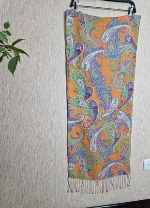 Яркий шарф codello, натуральный шелк и лен2 фото