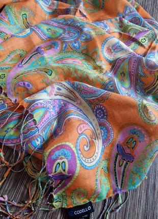 Яркий шарф codello, натуральный шелк и лен7 фото